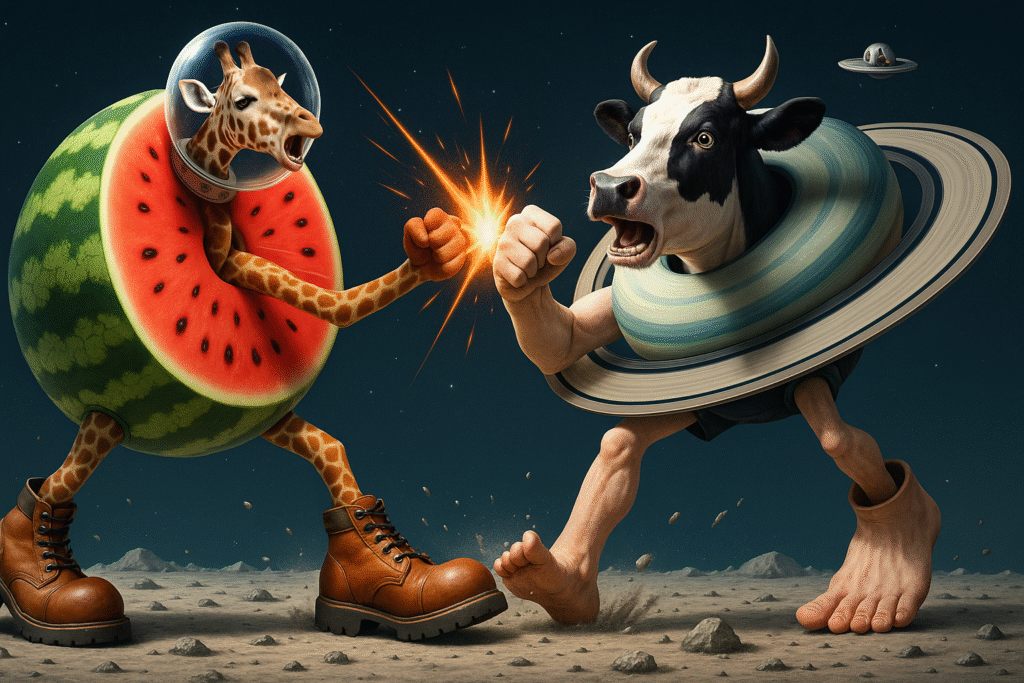 Giraffa Celeste Fight with Saturnita Giraffa Celeste VS Saturnita Italian brainrot meme